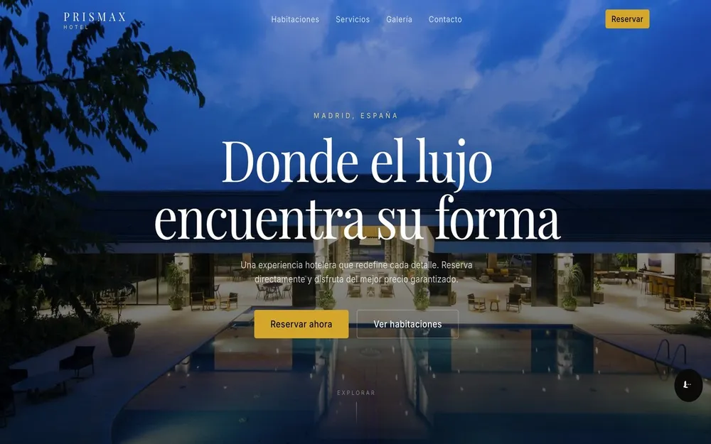 Ejemplo de landing para hotel y servicios premium